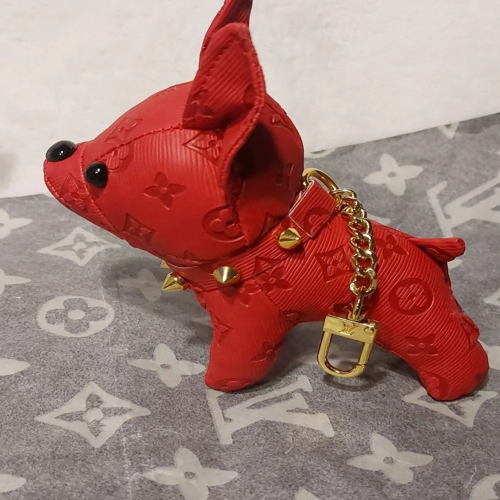 Red French Bulldog Key Holder bag charm